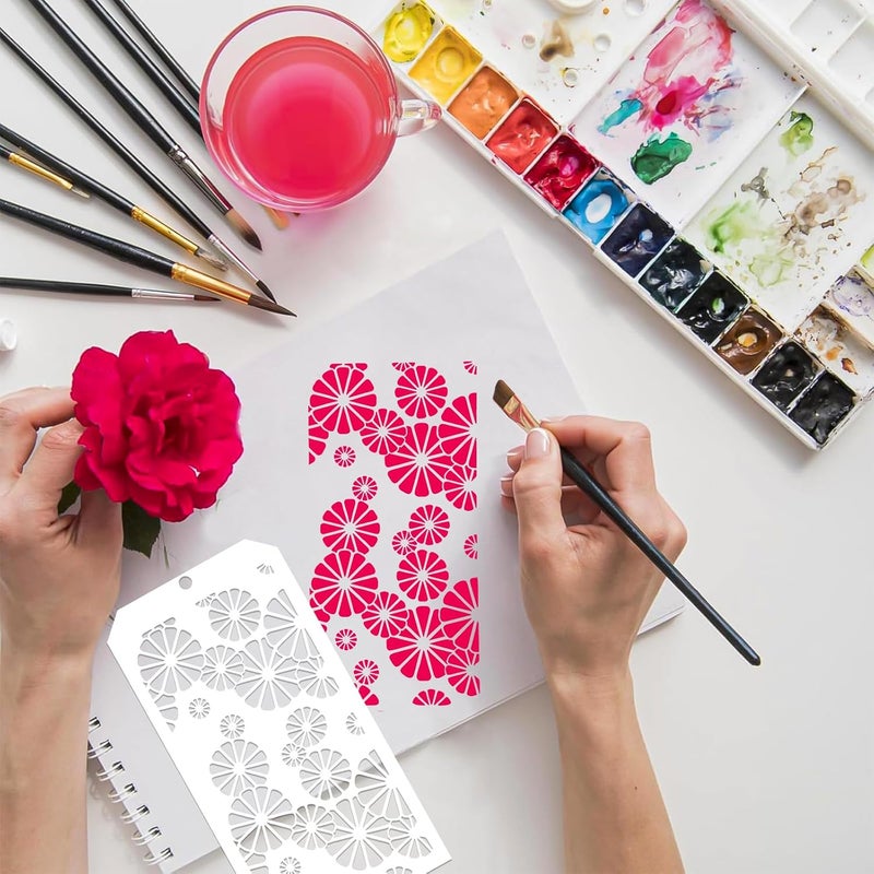 Resflyar 12 PCS 9.5 x 4.8 Inch Texture Stencils, Wood Grain Honeycomb Templates for Crafts, Numbers Flowers Stencils Set for Rock Wood Canvas Painting Furniture Card Tile Home DIY Art Craft Decoration - Image 5